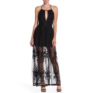 Honey Punch Black Maxi Lace Dress